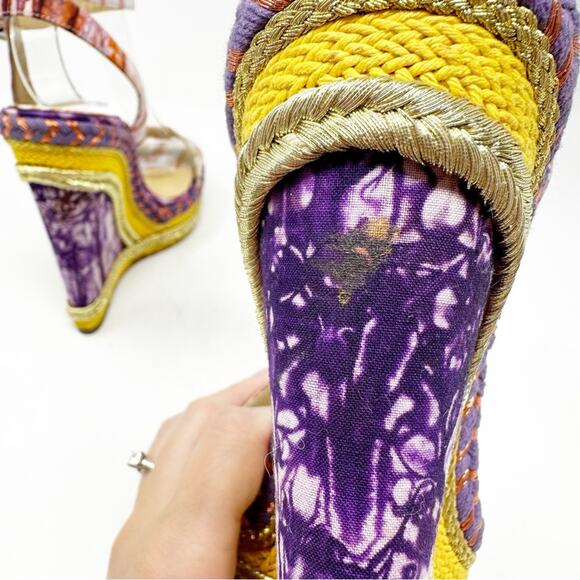 Christian Louboutin Cataclou Duplice Tie Dye Ankle Strap Wedge Sandals - Picture 7 of 13